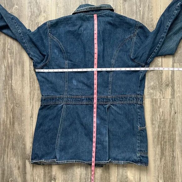 Vintage 70s Levi's Orange Tab Western Denim Trench Duster Jacket Size XL - Picture 7 of 8